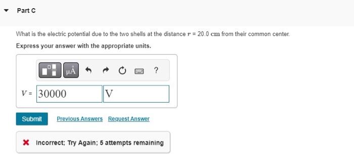 R2=15.0cm and charge q2=7.00106C. Both charges are spread uniformly over the shell