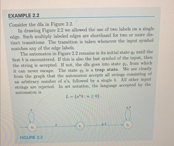 Let L be the language accepted by the automaton in Figure 2.2.