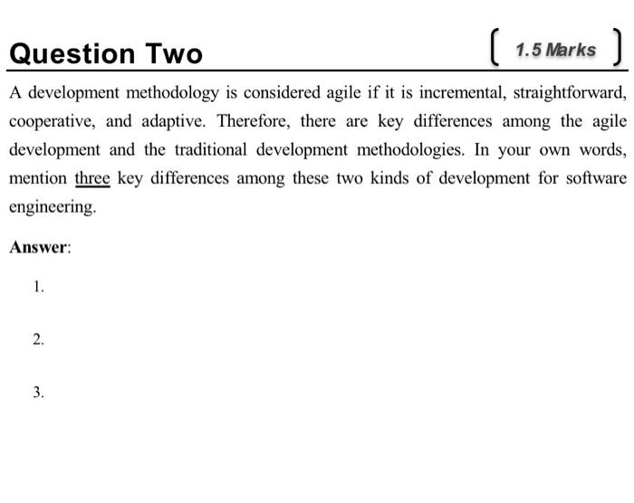  ************pls don't copy************ *********** ************* ( Question Two 1.5 Marks A