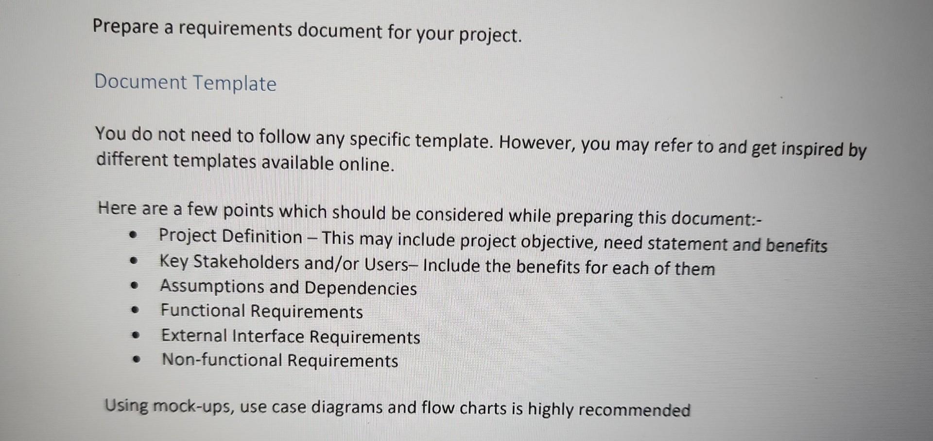 system analysis and design Prepare a requirements document for your project. Document