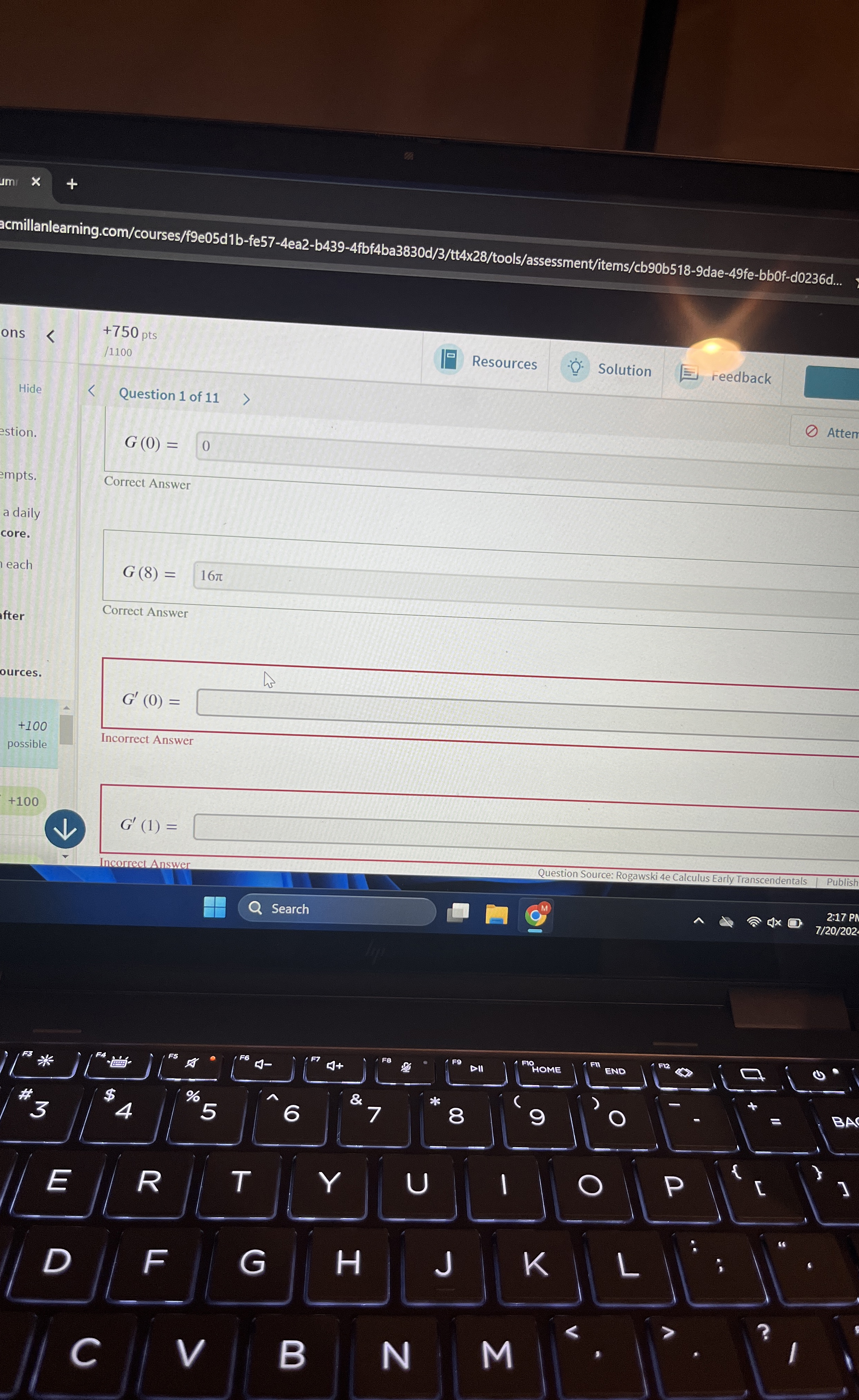  acmillanlearning.com/courses/f9e05d1b-fe57-4ea2-b439-4fbf4ba3830d/3/tt4x28/tools/assessment/items/cb90b518-9dae-49fe-bb0f-d0236d... ons +750 pts ?1100 Resources Solution reedback Question 1 of