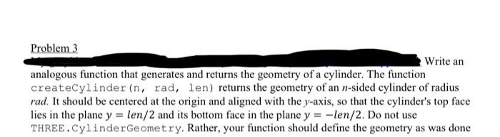 Javascript? Problem 1 Write the function regularPolygonGeometry(n, innerColor, outerColor) that returns a