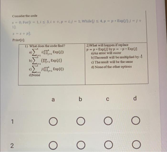  Consider the code 5 = 0; for(i = 1,13 3,1 +