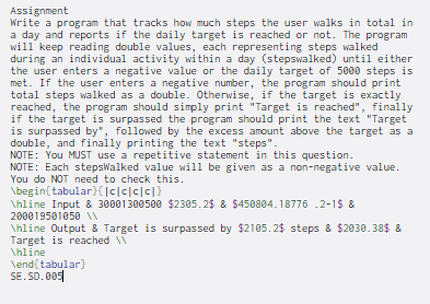  Assignment Write a program that tracks how much steps the user