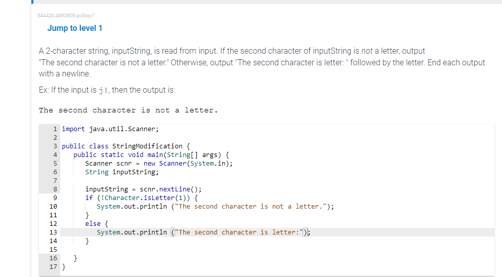  Jump to level 1 A 2-character string, inputString, is read from
