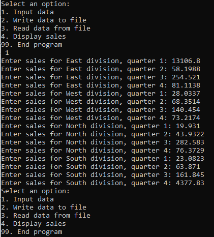 following data on a company division: Division name (East, West, North, or