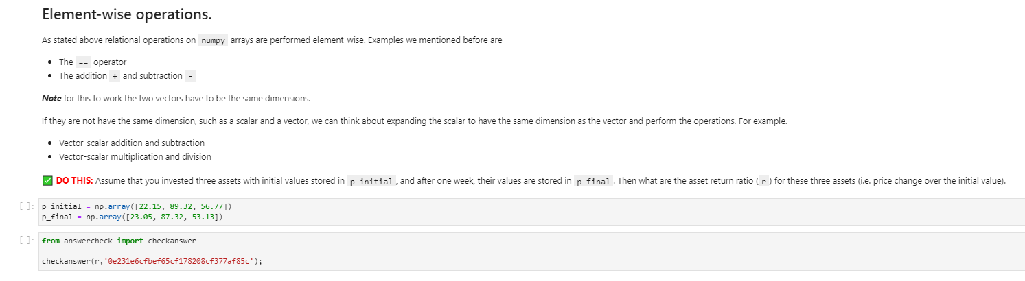 Python problem Element-wise operations. As stated above relational operations on numpy arrays