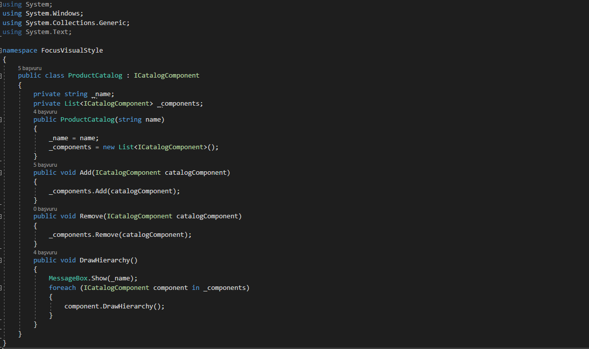 1)Can you explain what each line means? 2)Which class is Composite pattern