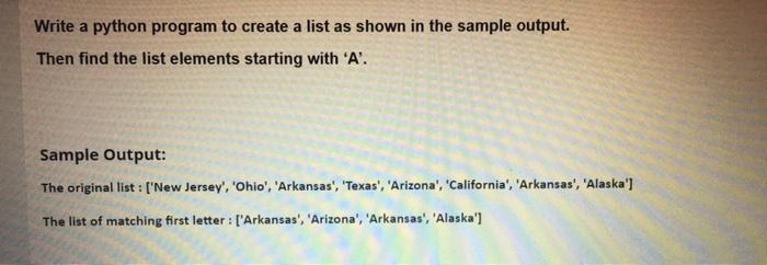  Write a python program to create a list as shown in