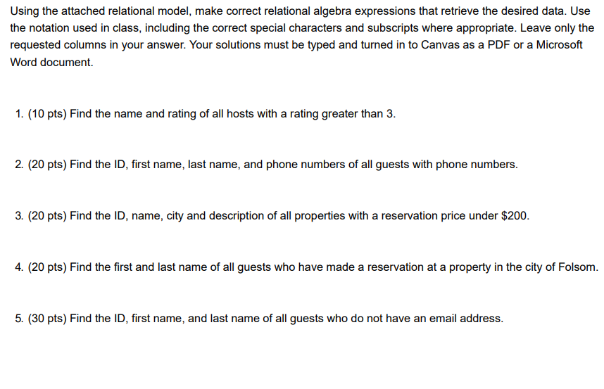 This is a Database (SQL) assignment can someone help me? Using the