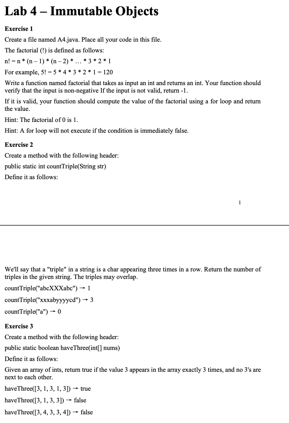  Lab 4 - Immutable Objects Exercise 1 Create a file named
