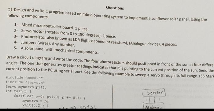  Questions Q1-Design and write C program based on mbed operating system