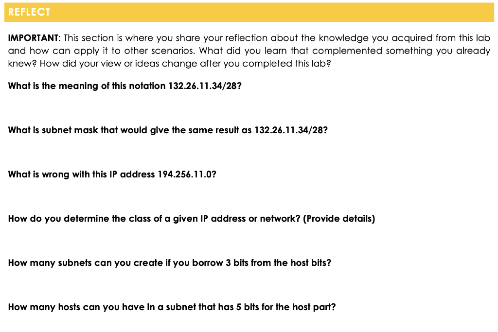 IMPORTANT: This section is where you share your reflection about the