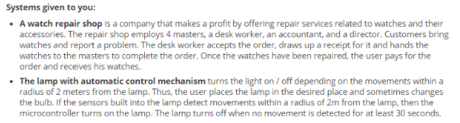  Please find the: - System's goal - Performance measure - Diagram