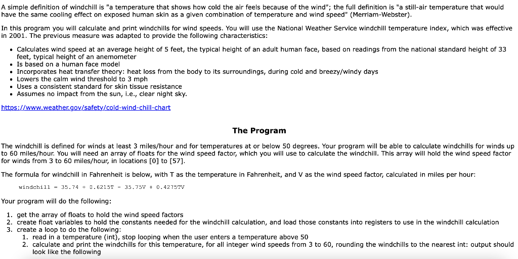 Can I get help with this please? A simple definition of windchill