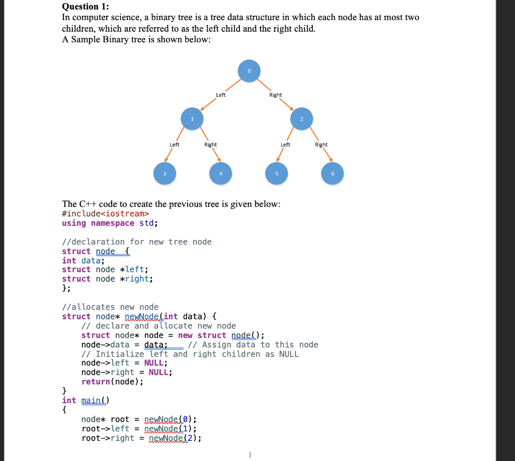 urgent simple c++ The C++ code to create the previous tree is