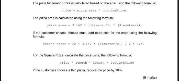others because they allow the customers to set their pizza size. Given