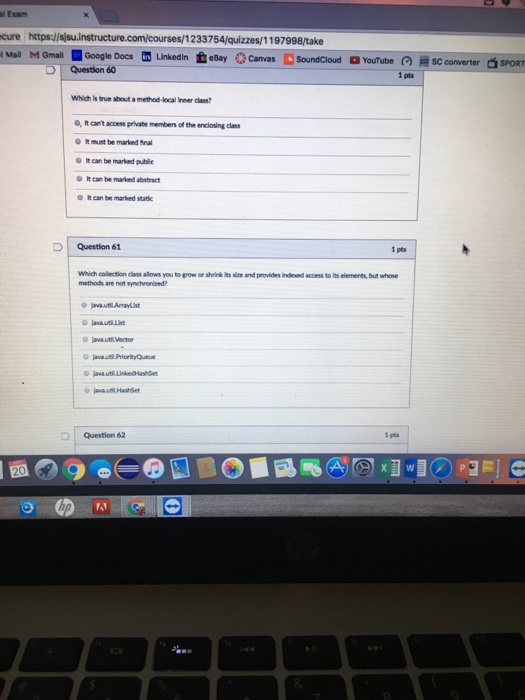  cure httpsclisisuinstructure.com/courses/1 233754 quizzes/1 197998/take Mall MGmail Google Docs un LinkedIn