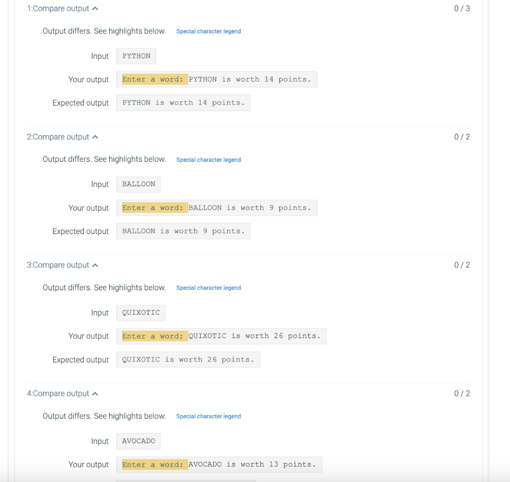 didn't work and it said this was wrong 10.17 LAB: Scrabble points