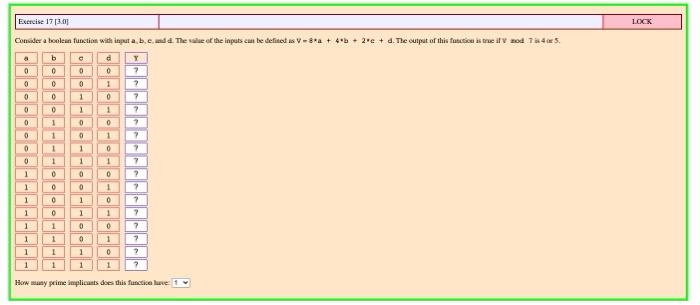  Exercise 17.0 LOCK Consider a boolean function with input a, b