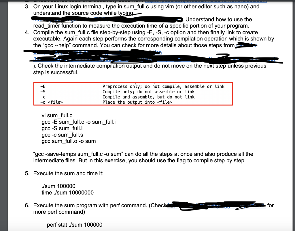 C Programming 3. On your Linux login terminal, type in sum_f _full.c