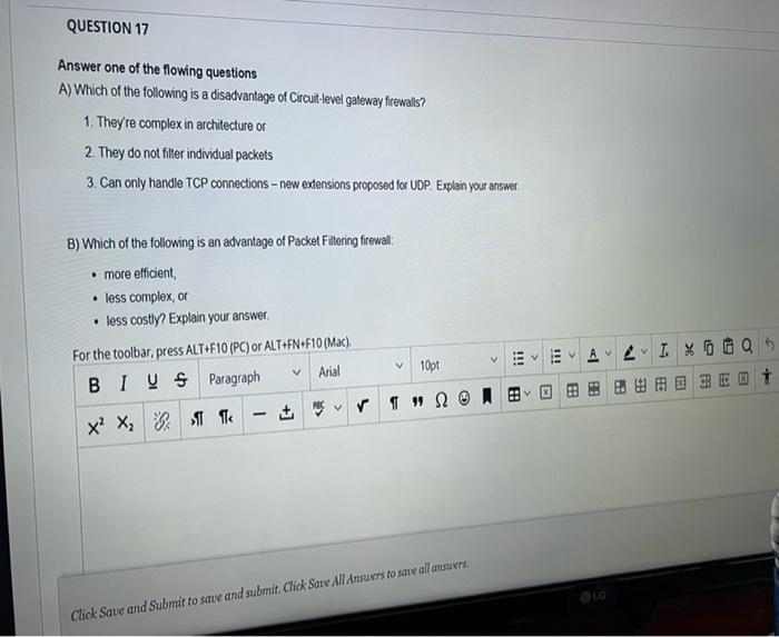  please dont copy with another answer QUESTION 17 Answer one of