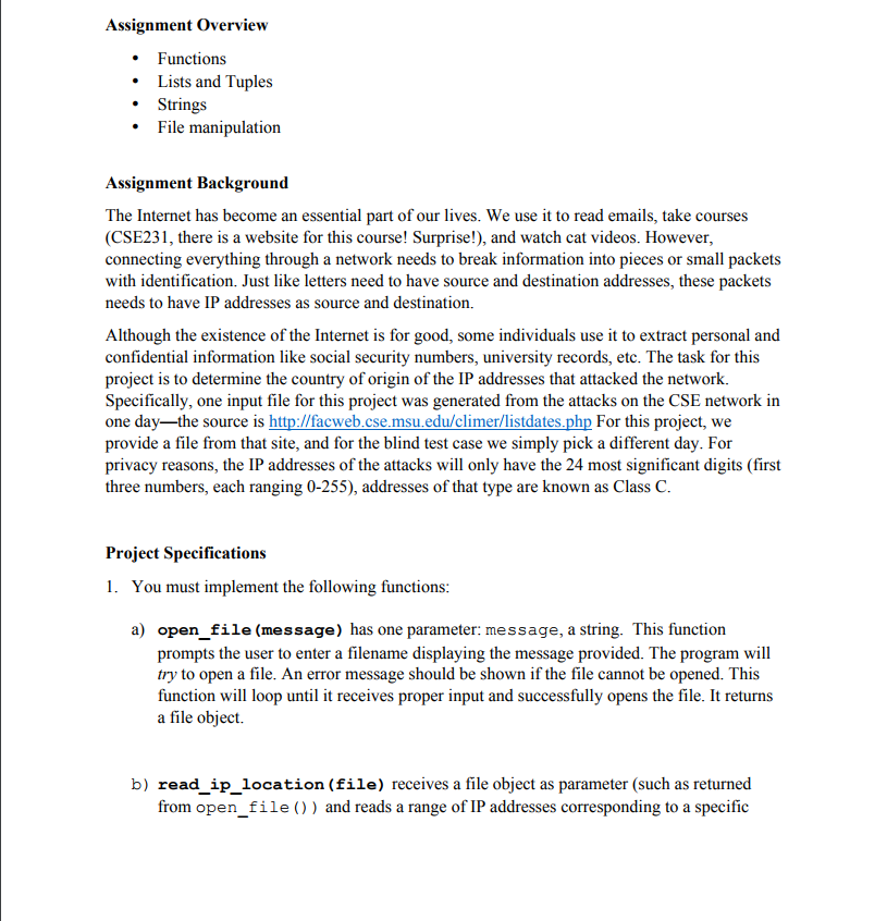  This is the PYTHON skeleton: import csv import pylab def open_file(message):