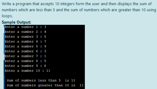  Write a program that accepts 10 integers form the user and