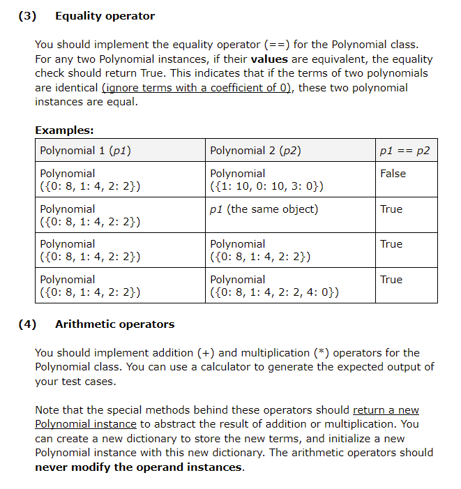 like in the text editor(with doctests): # Question 1 def polynomial_doctests(): """