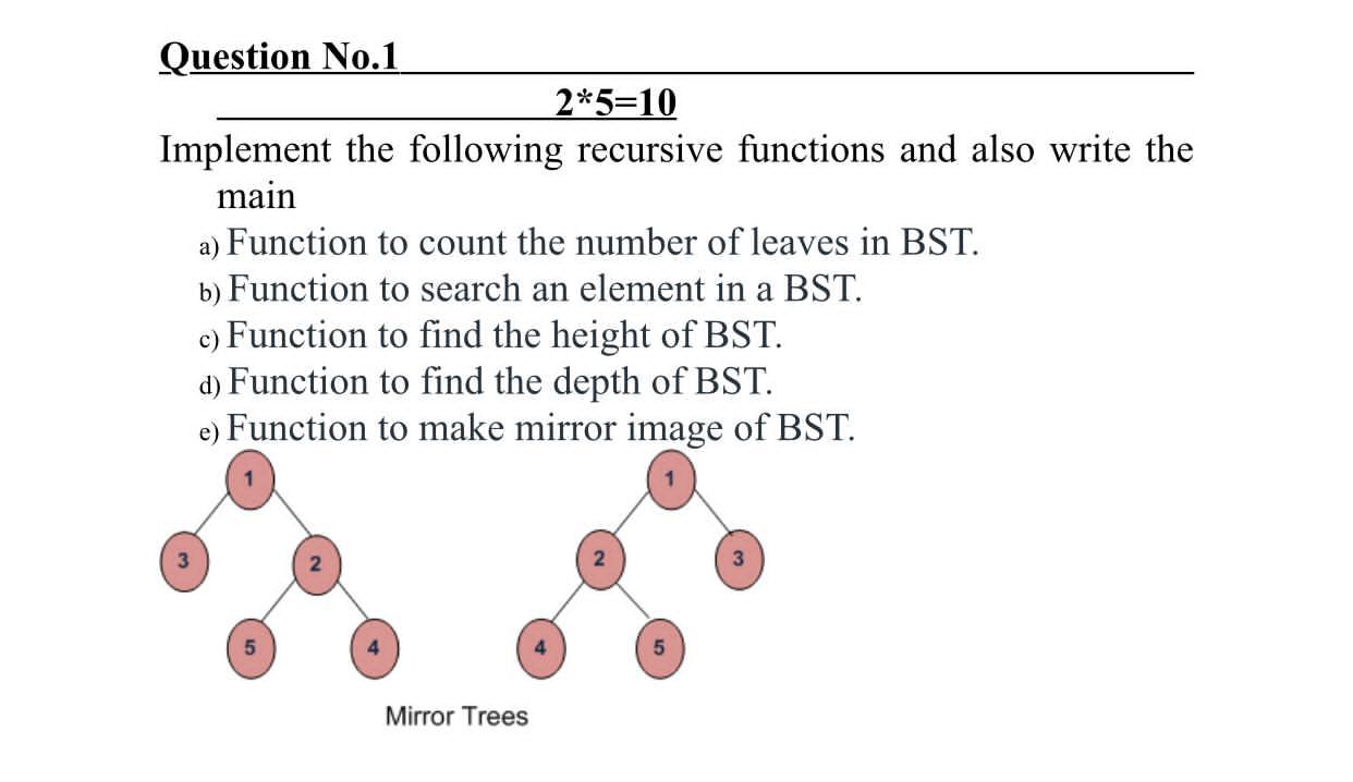  Create these functions separatelly with main Function should be recursive Libraries