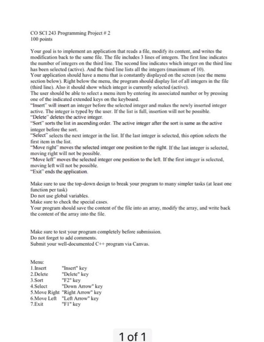  Your goal it to implement an application that reads a file,