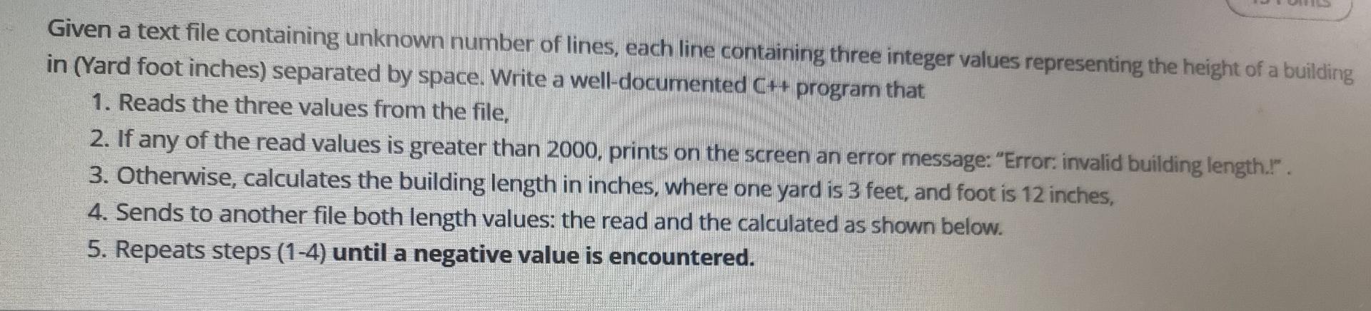  solution with c++ Given a text file containing unknown number of