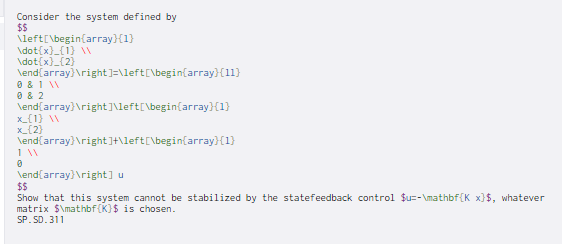  Consider the system defined by $$ \left\begin{array}{1} \dot{x}_{1} \dot{x}_{2) \end{array} ight)=\left\begin{array}11)