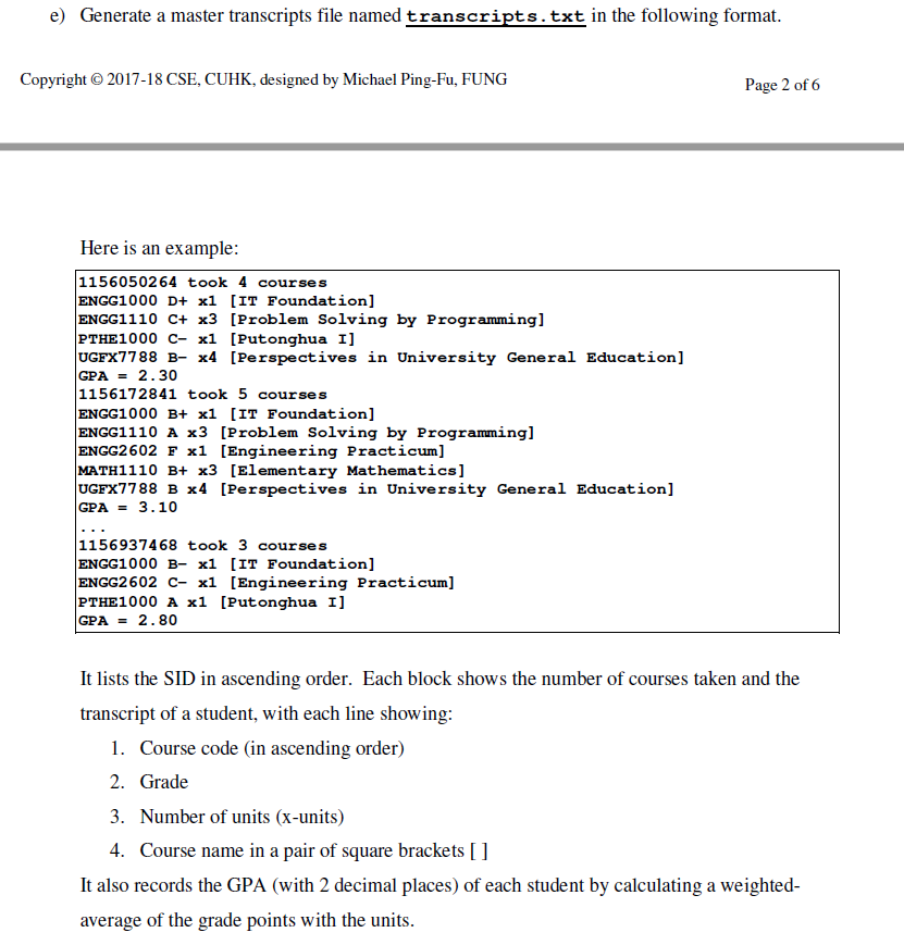 Perspectives in University General Education CSCI2100 3 Data Structures PTHE1000 1 Putonghua