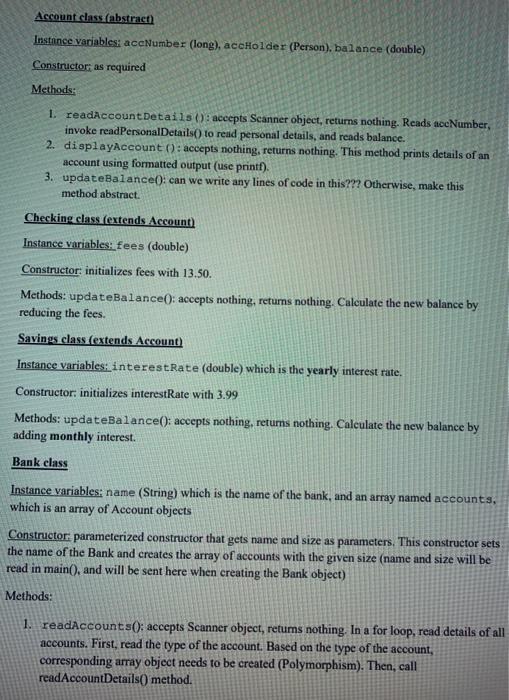 represent a Bank system. A bank has various account holders in their