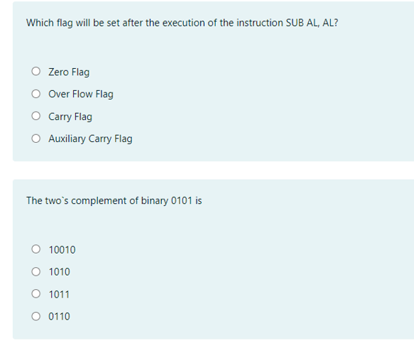  urgent please Which flag will be set after the execution of