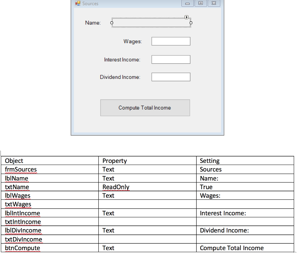 second form as a dialog box to obtain and total the different