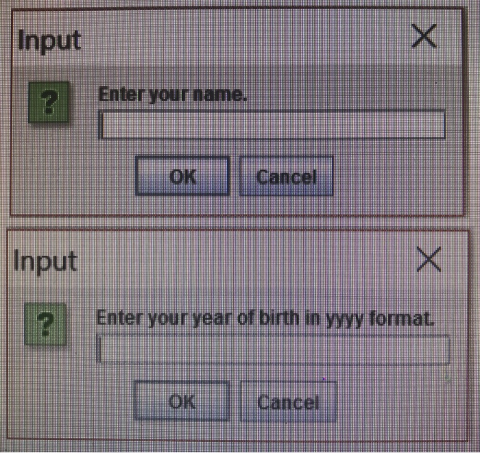 Write a Java program to display a dialog box that asks you