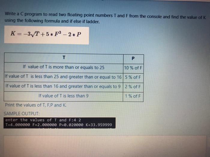 Computer Programming for Engineering (Language C+) program on If else if ladder
