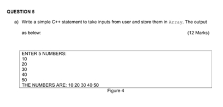 QUESTIONS a) Write a simple C++ statement to take inputs from