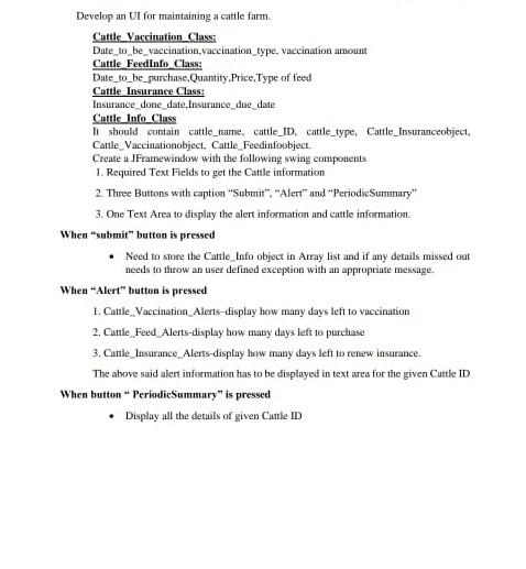 source code should be in java Develop an UI for maintaining