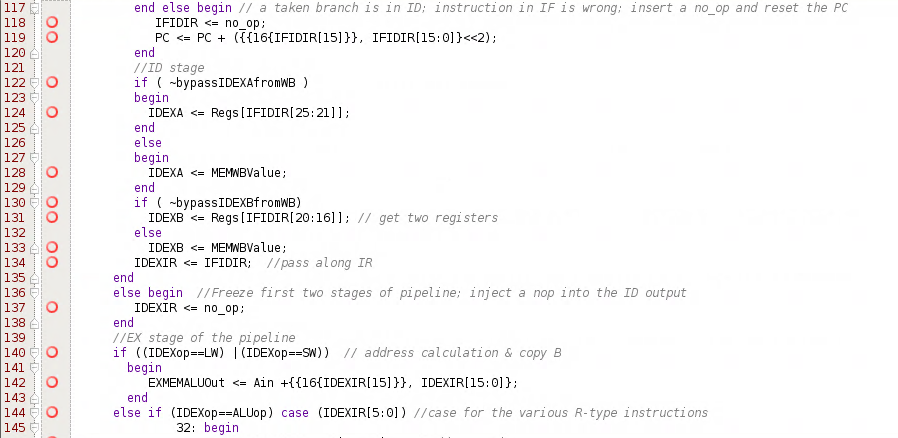 CPU (clock); parameter LW = 6'b100011, SW=6'b101011, BEQ=6'b000100, no-op 32'b0000000-0000000-0000000-0000000, ALUop -6'bo,