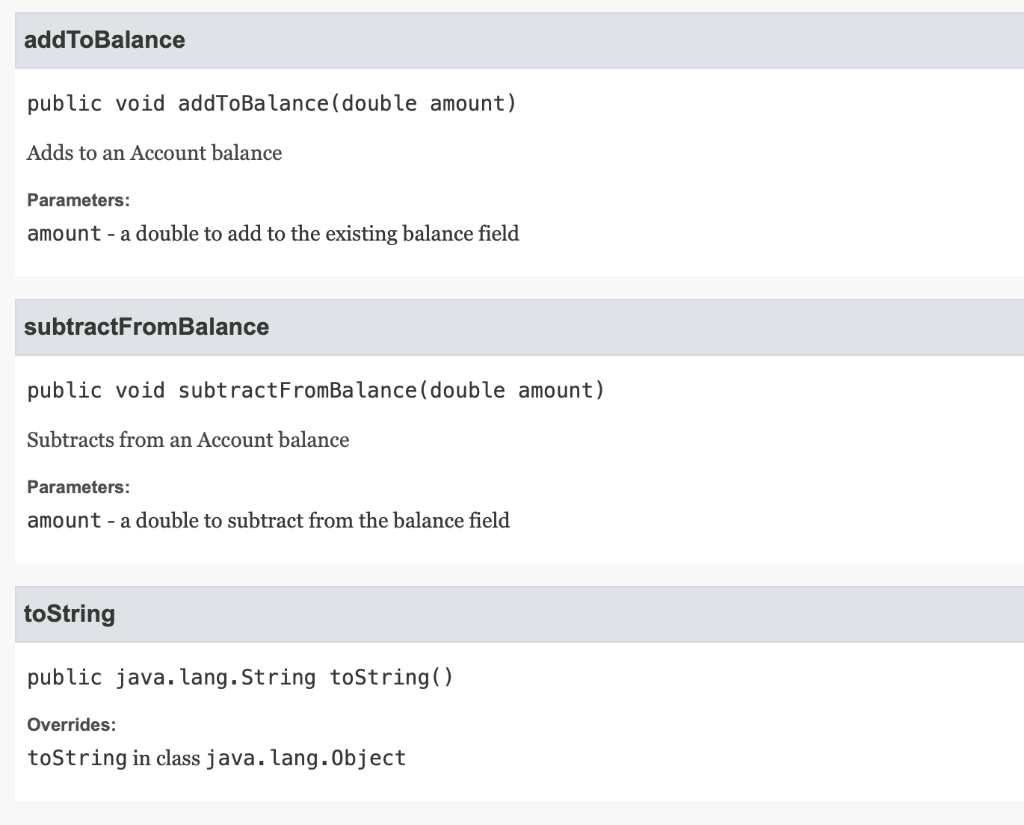 fixing the code, only testing the code.** public class Account extends java.