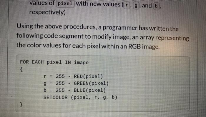 modifying the color channels of an RGB pixel. RED (pixel) : Extracts