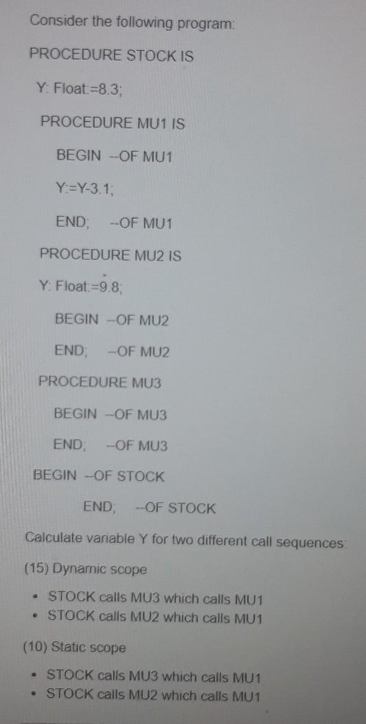 PROCEDURE MU1 IS BEGIN OF MU1 Y=Y31 END OF MU1 PROCEDURE MUZIS