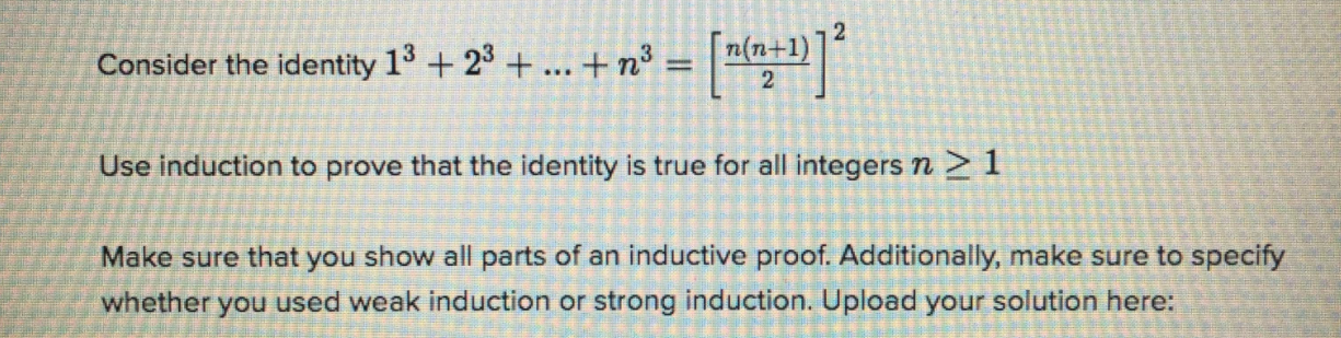 Consider the identity 1 + 2 + ... + n =