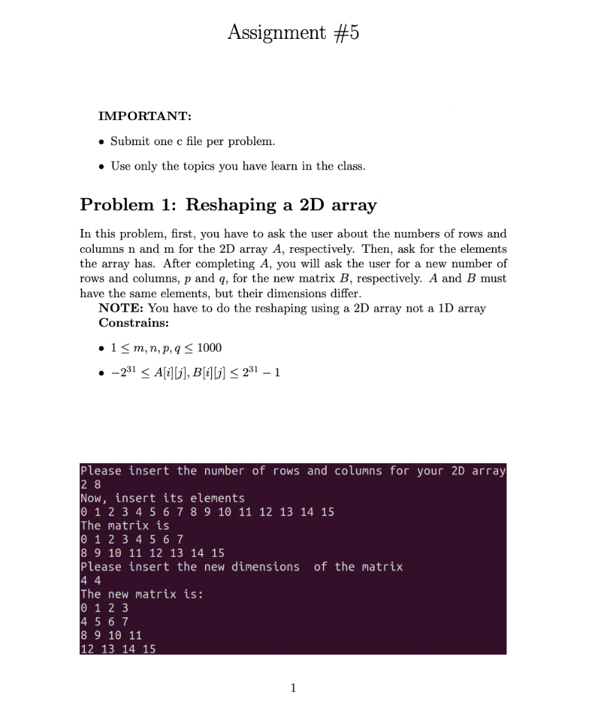 CODE IN C. Using: include and . THE OUTPUT SHOULD LOOK LIKE