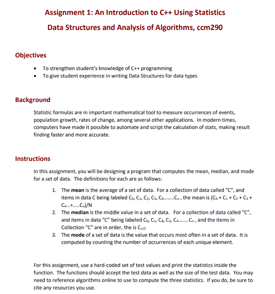  C++ with hard coded variables in it. Assignment 1: An Introduction