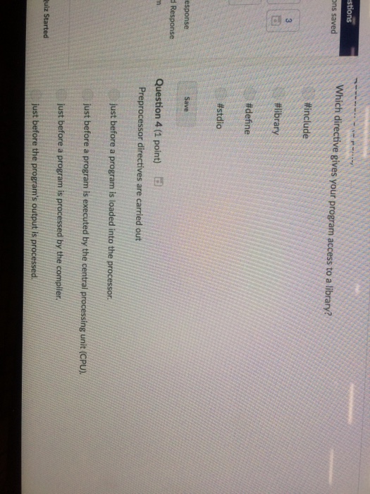 stions Which directive gives your program access to a library? ns