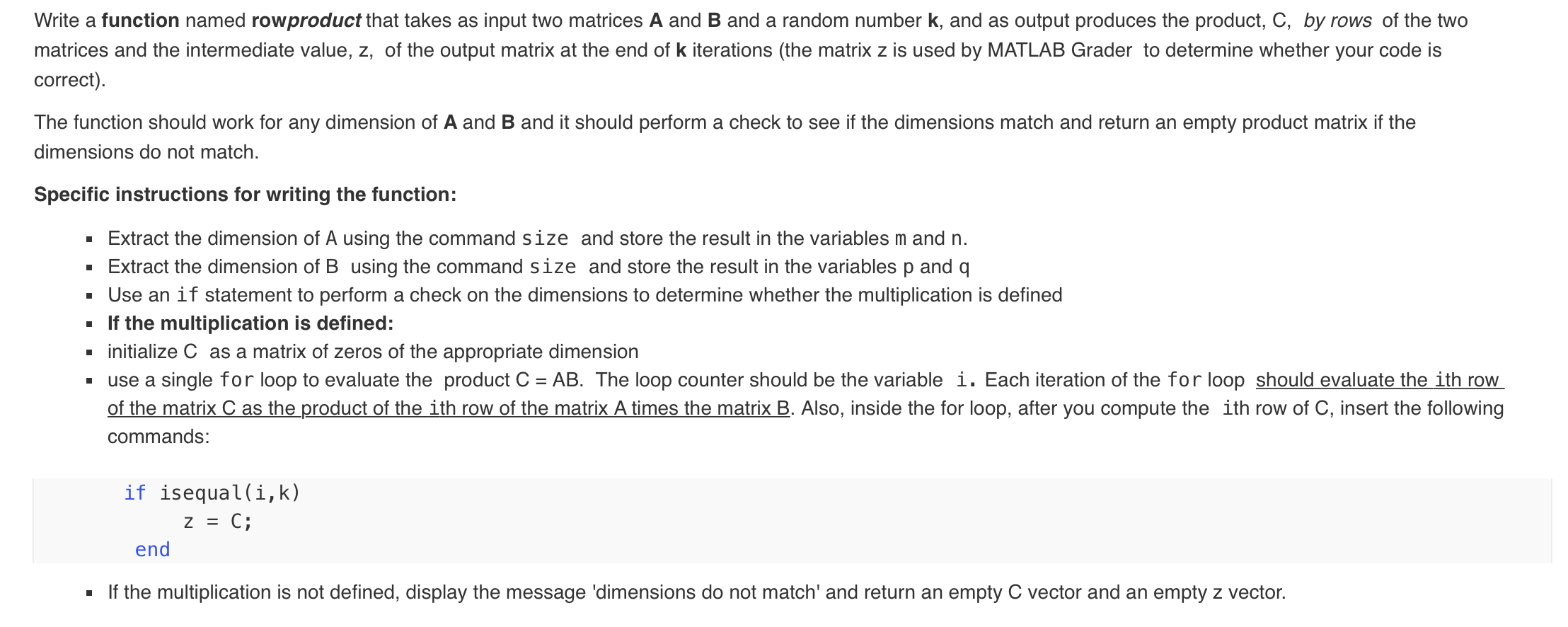  Write a function named row product that takes as input two